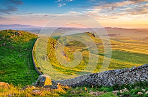 Golden Light at Hadrian`s Wall Caw Gap