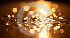 Golden Light Reflections on Water Abstract Scene