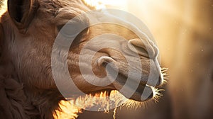 Golden Light: A Vray Tracing Portrait Of A Wise Camel