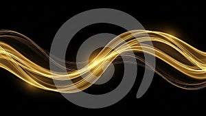Golden Light Waves Flowing Across A Black Background With Subtle Texture abstract
