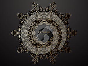 Golden line knot Mandala circle ornament. Oriental round pattern. Islam, Arabic, Indian, turkish, pakistan, chinese, ottoman motif
