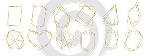 GOLDEN LINE POLYGON. COLLECTION OF FRAME. GRAPHIC ELEMENTS