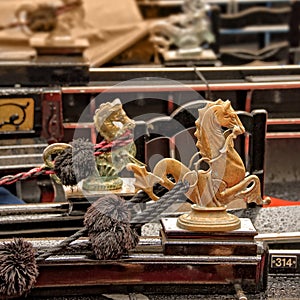 Golden lion, a detail of a gondola, Venice