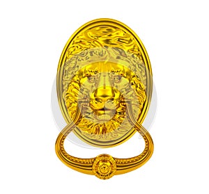 Golden lion door knocker