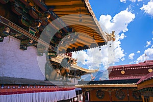 golden lion in The Jokhang Temple