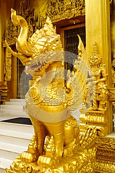 Golden lion statue