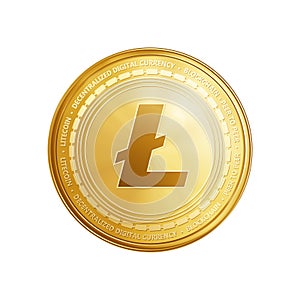 Golden Litecoin blockchain coin symbol.