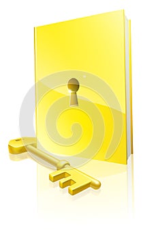 Golden locked book and key