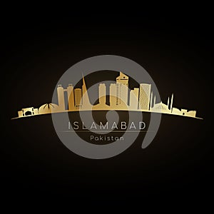 Golden logo Islamabad skyline.