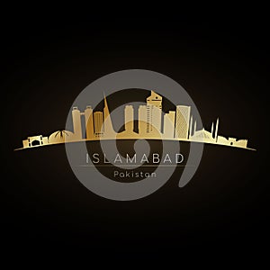 Golden logo Islamabad skyline. photo