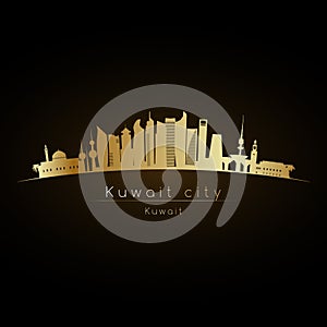 Golden logo Kuwait city skyline.