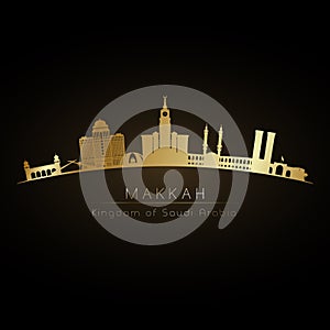 Golden logo Makkah skyline.