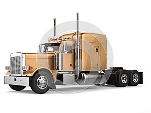 Golden long haul semi - trailer truck