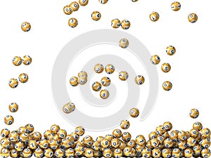 Golden lottery balls rain