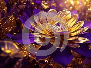 Golden lotus with a combination of purple