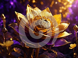 Golden lotus with a combination of purple