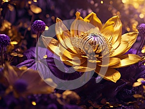 Golden lotus with a combination of purple