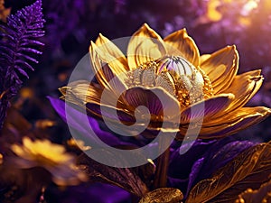 Golden lotus with a combination of purple