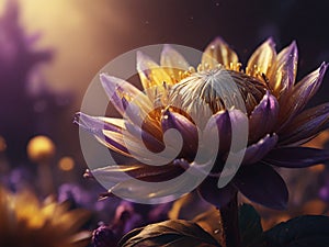 Golden lotus with a combination of purple