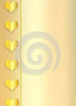 Golden love hearts background