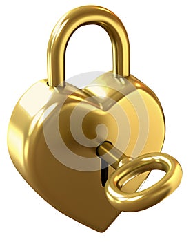 Golden love padlock