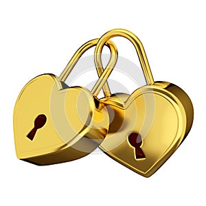 Golden love padlock
