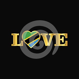 Golden Love typography Tanzania flag design vector