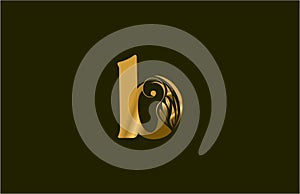 Golden Lowercase Letter B Connected Flourishes Logogram