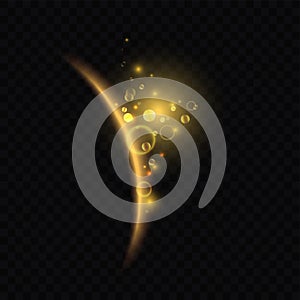 Golden luminous eclipse in dark space effect