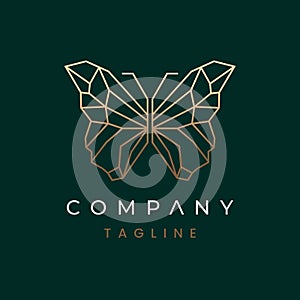 Golden Luxury Butterfly Logo Design Vector