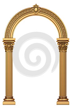 Golden luxury classic arch portal with columns