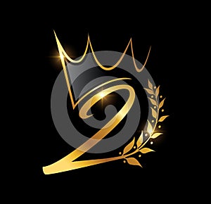 Golden Luxury Crown Monogram Number 2