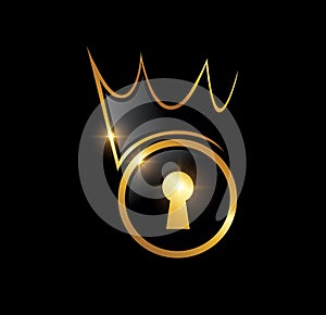 Golden Luxury Key with Crown Logo