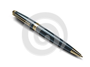 Golden luxury pen closeup isolated on white background 3d