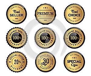 Luxury seal labels gold and premium quality product photo