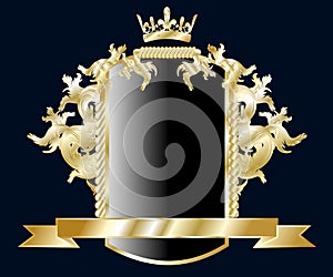 Golden luxury shield medieval heraldic emblem crest