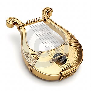 A golden lyre with an exquisite pattern and six strings