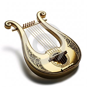 A golden lyre with an exquisite pattern and six strings