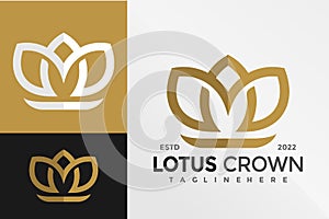 Golden M Lotus Crown Logo Design Vector illustration template