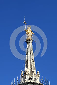 The golden madonnina symbol of Milan, Italy