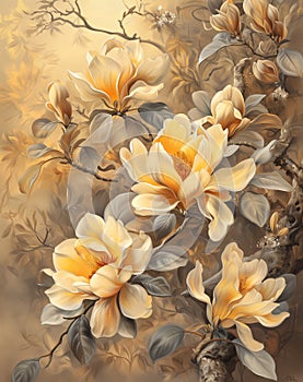 Golden Magnolias: A Portrait of Nature\'s Splendor