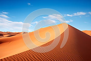 Golden Majesty: Sahara\'s Endless Dunes Under Azure Sky