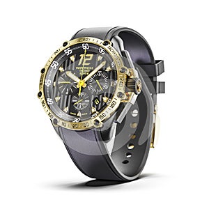 Golden man luxury wrist watches isolated on white background