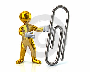 Golden man and silver paper clip
