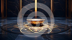 Golden Mandala: Abstract Luxury Graphic on Marble Background photo