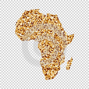 Golden Map of Africa on transparent background