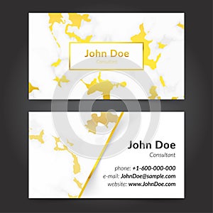 Golden marble stone texture business card design template