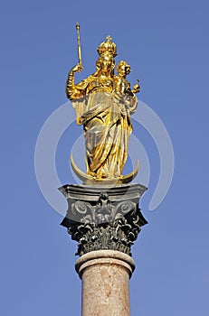 The golden Maria of Munich in Bavaria