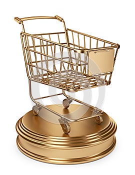 Golden Market cart. Best Sellers concept. 3D Isolated photo