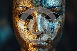 The golden mask of Agamemnon, ancient and historical, museum setting